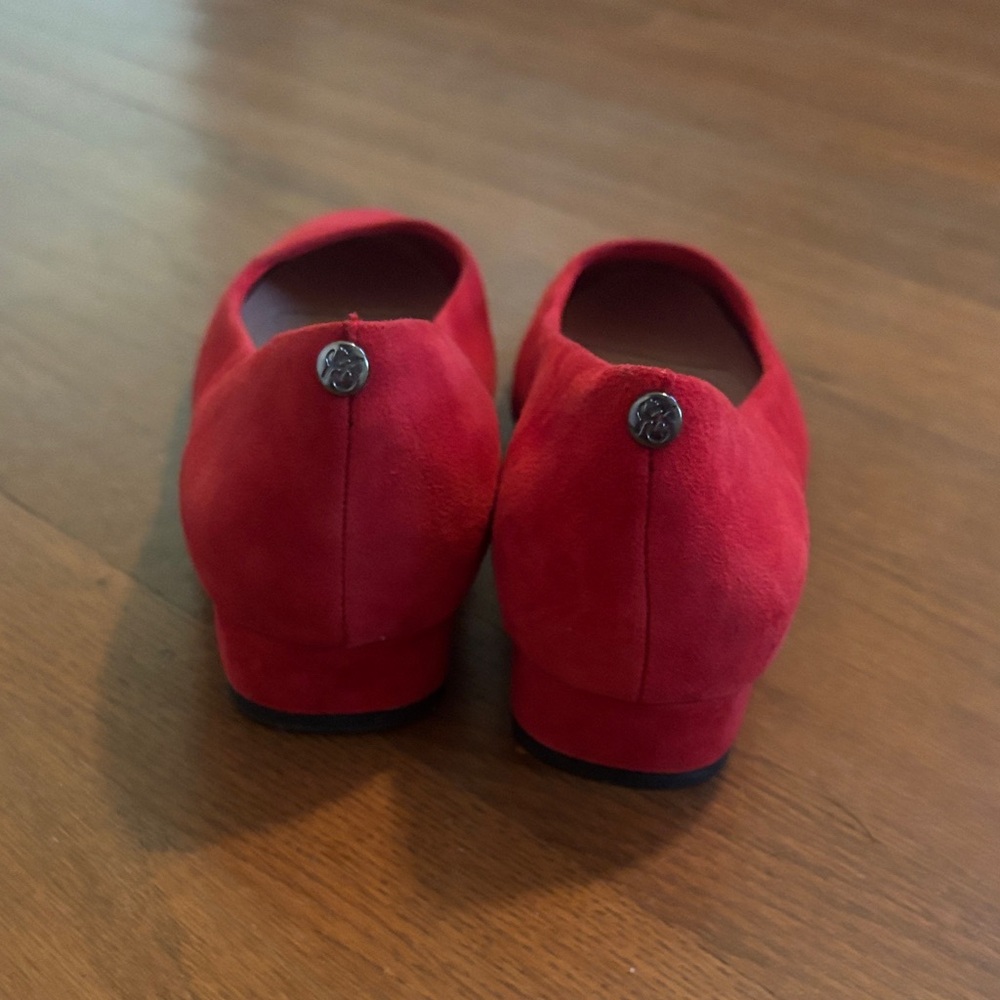 Red Suede Women's Flats - Picture 3 of 5